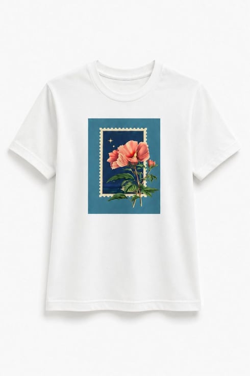 Flora Çerçeveli T-shirt Ekru