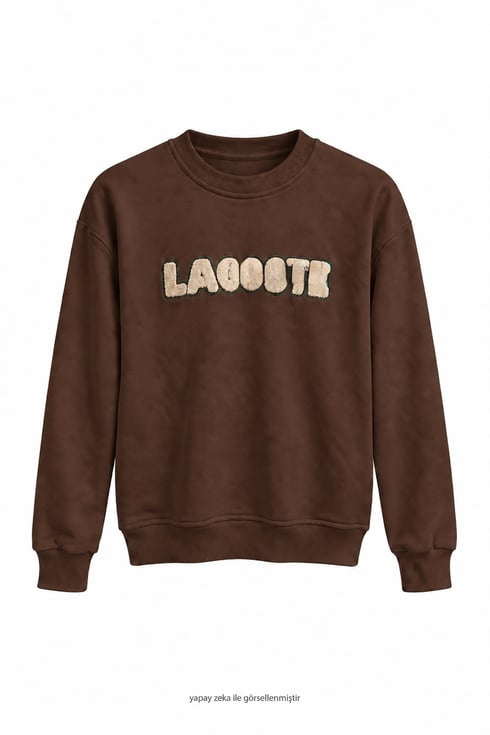 Kabartma Yazılı Lcs Sweatshirt Kahverengi