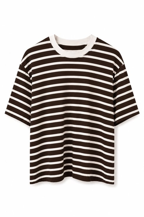 Koso Çizgili T-shirt Acı Kahve