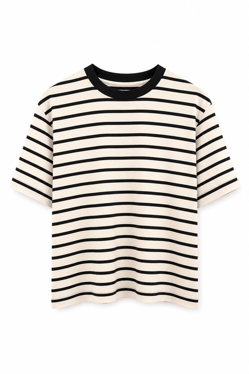Koso Çizgili T-shirt Krem
