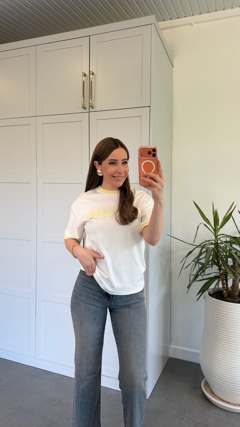 Koste Baskılı T-shirt Sarı