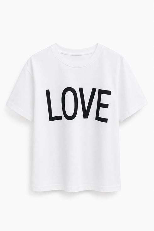 Lov Yazılı T-shirt Beyaz