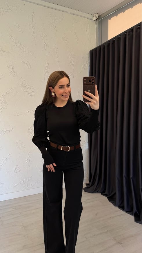 Mirayr Kol Detaylı Ytiko Bluz Siyah