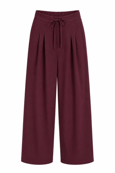 Novra Geniş Paçalı Pantolon Bordo