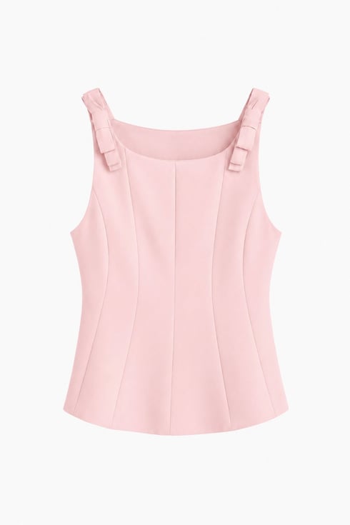 Omuzları Fiyonklu Bluz Pembe