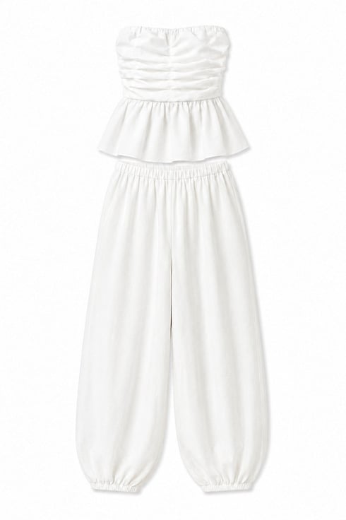 Shalwar Straplez Takım Beyaz