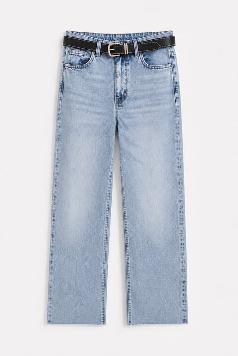 Sky Blue Siyah Kemerli Jean Açık Mavi