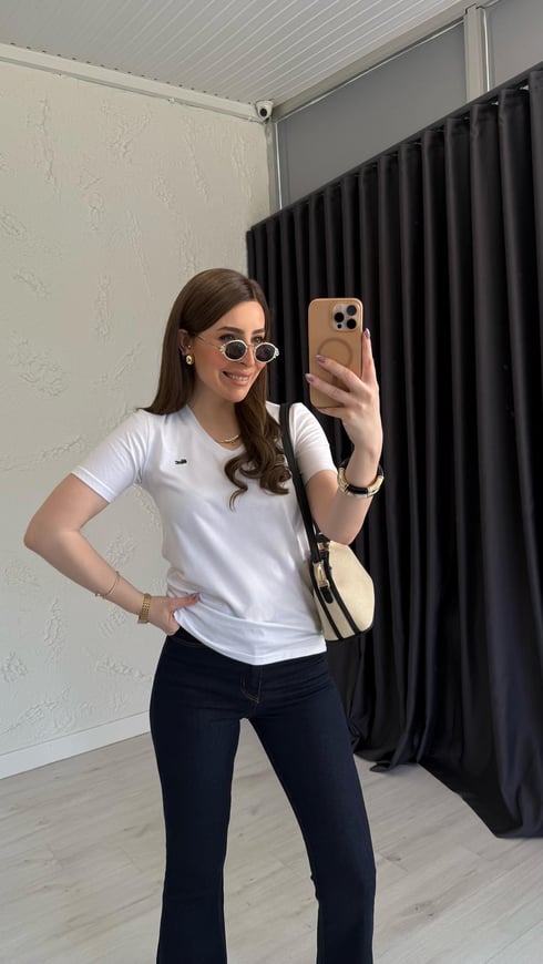 V Yaka Laecesta T-shirt Beyaz