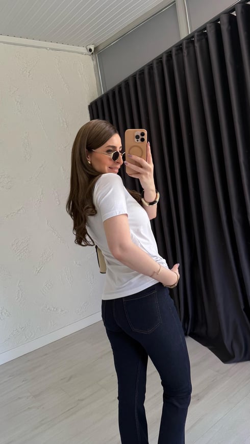 V Yaka Laecesta T-shirt Beyaz