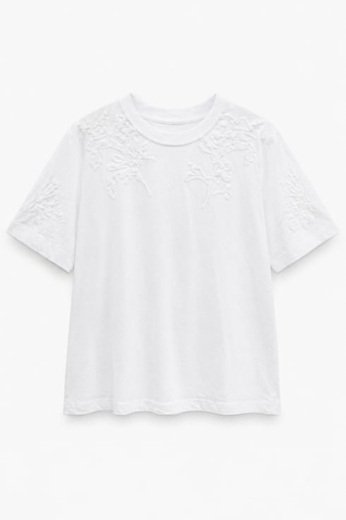 Vina Payet İşlemeli T-shirt Beyaz