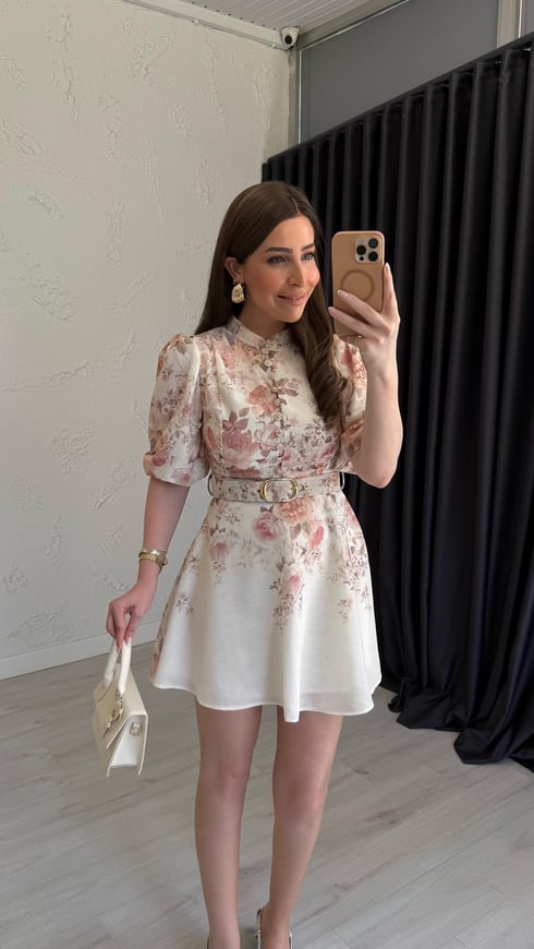 Vintage Elbise Ekru