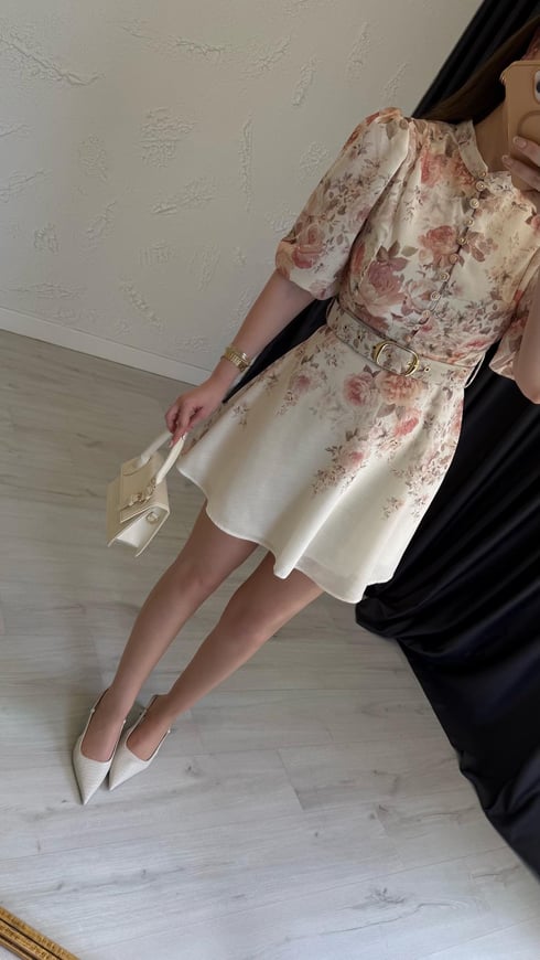 Vintage Elbise Ekru