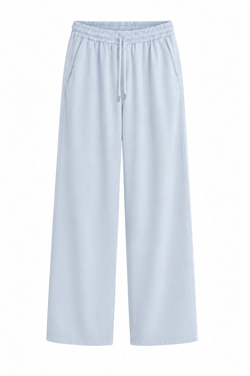 Yore Beli Lastikli Tensel Pantolon Mavi