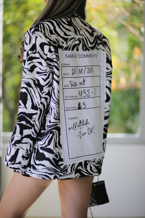 Zbr Desen Blazer Ceket Siyah