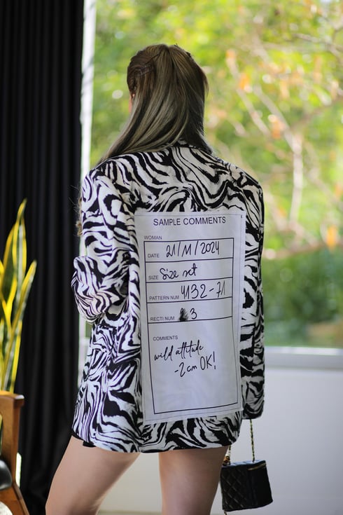 Zbr Desen Blazer Ceket Siyah