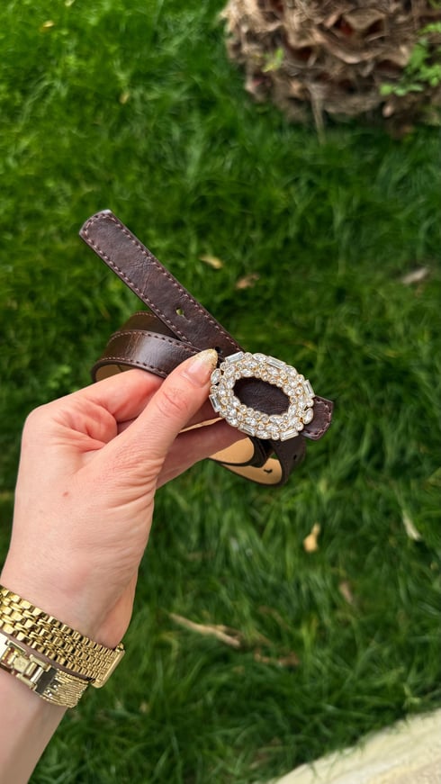 Zero Taşlı Kemer Acı Kahverengi