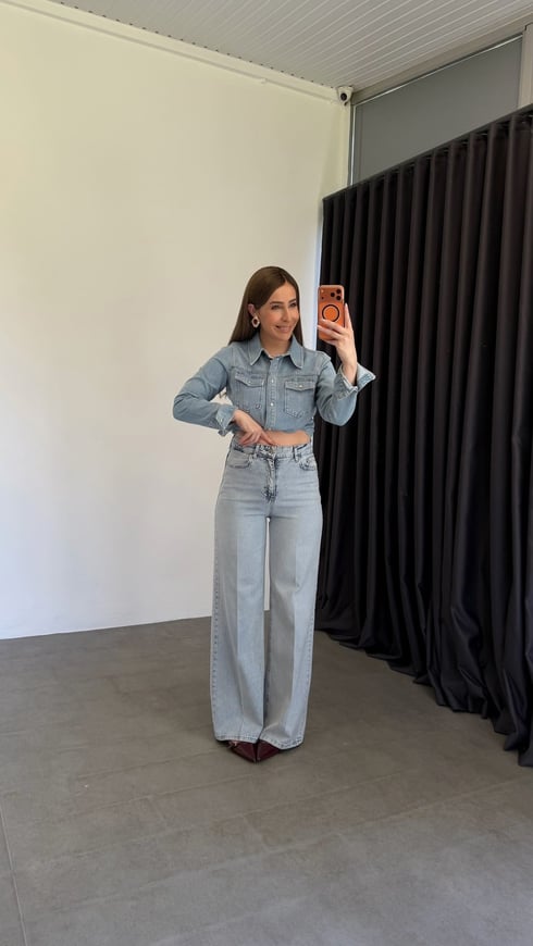 Açık Mavi Wide Leg Jean
