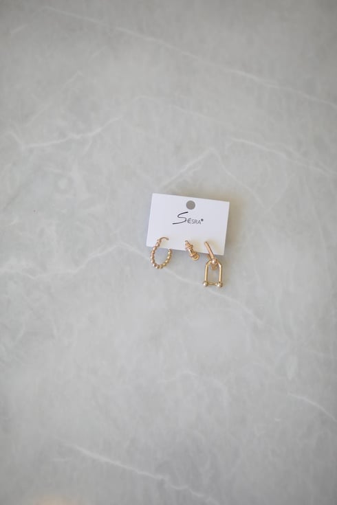 Amend Üçlü Set Küpe Gold