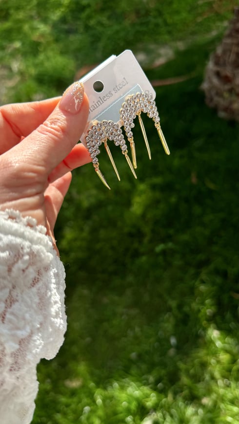 Asfull Taşlı Küpe Gold