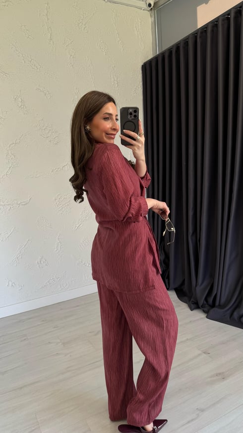 Bameda Gömlekli Takım Bordo