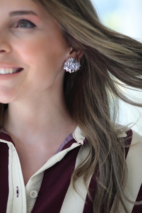 Bantot Midye Küpe Gümüş