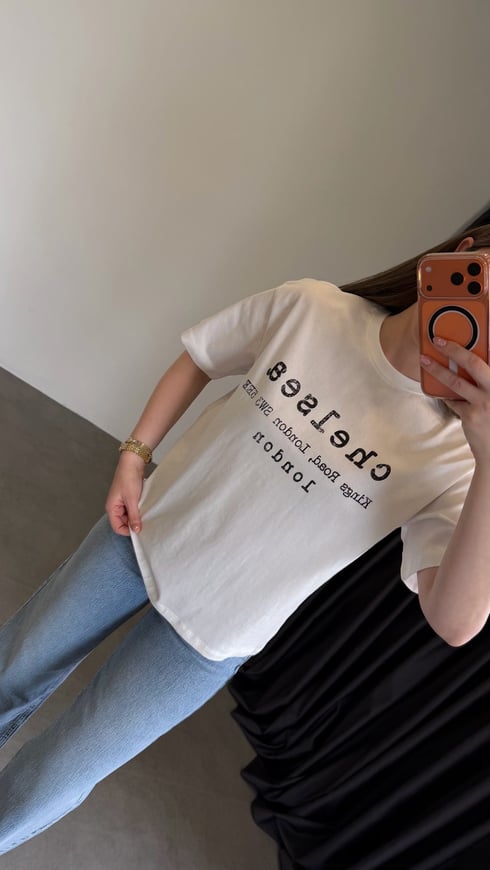Chelsea Yazılı T-shirt Ekru