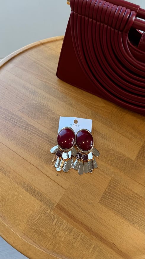 Çoklu Sallantılı Küpe Bordo