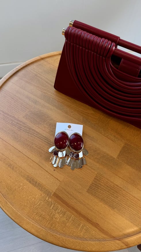 Çoklu Sallantılı Küpe Bordo