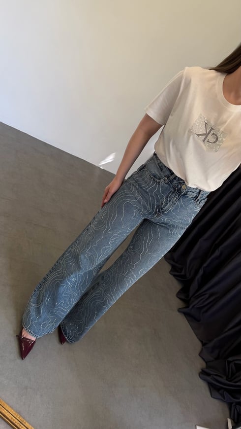 Dalga Taşlı Jean Mavi