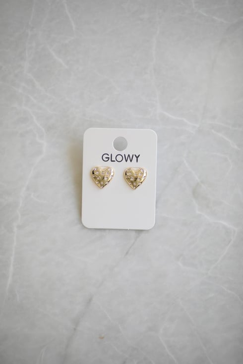 Era Kalp Taşlı Küpe Gold 