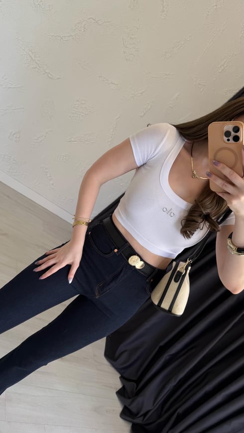 Fitilli Crop Beyaz