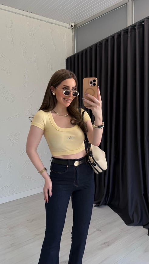 Fitilli Crop Sarı