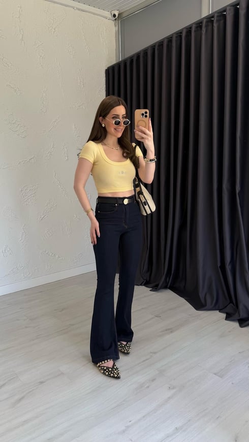 Fitilli Crop Sarı
