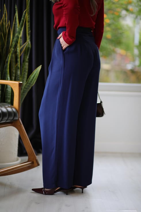 Omcha Kemerli Pantolon Lacivert