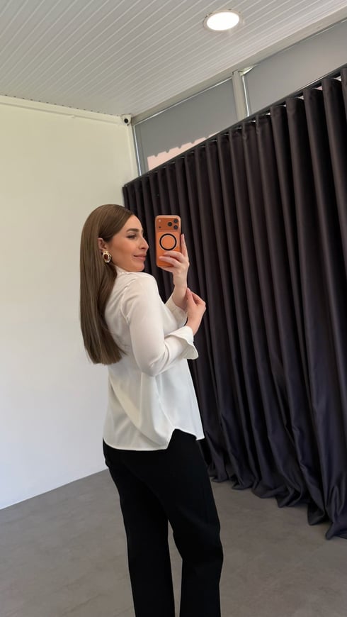 Piano Zr Model Gold Düğmeli Gömlek Beyaz