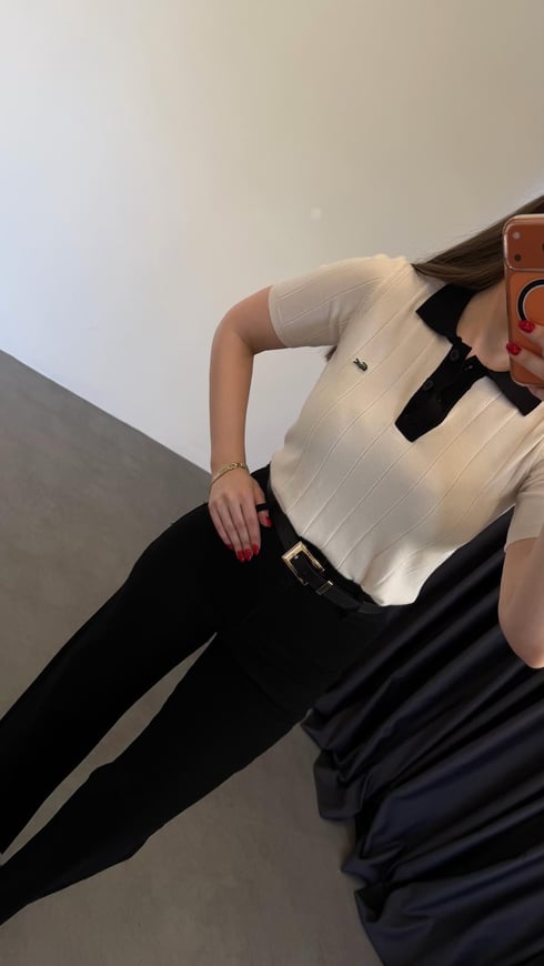 Polloman Polo Yaka Bluz Ekru
