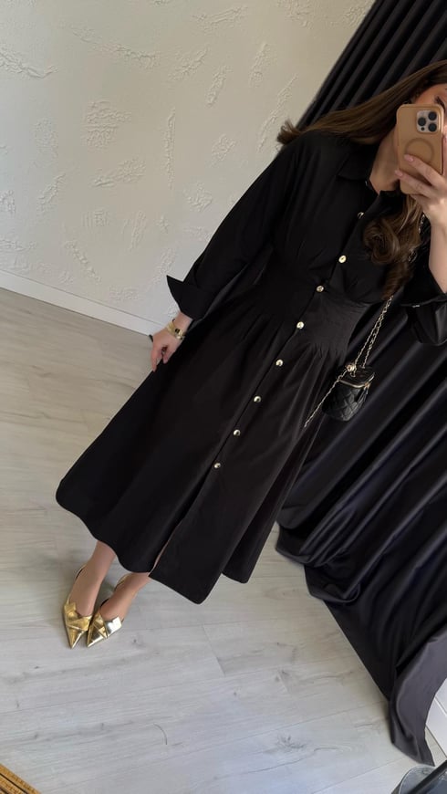 Poplin Elbise Siyah