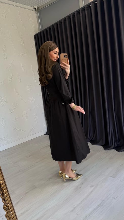 Poplin Elbise Siyah
