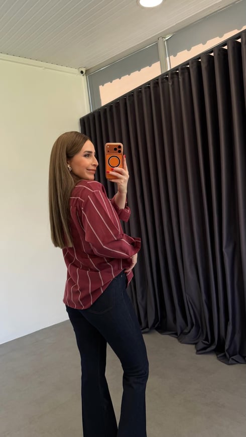 Royas Lsc Çizgili Gömlek Bordo