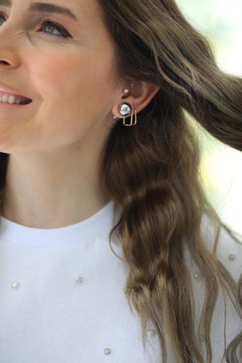 Rustye Mini Top Küpe Gümüş