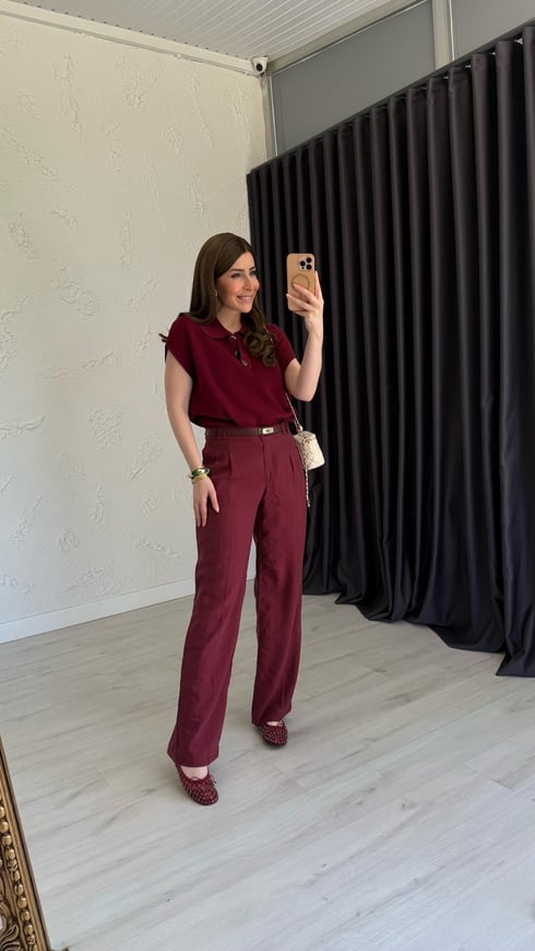 Tenssel Pantolon Bordo