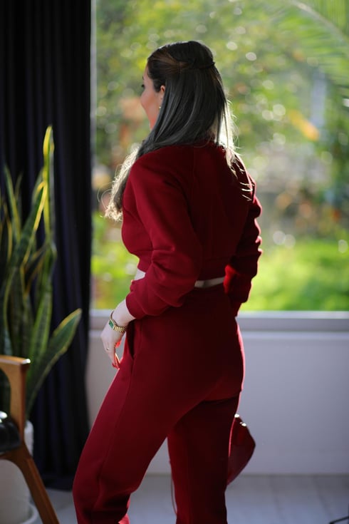 Üç İplik Fermuarlı Takım Bordo