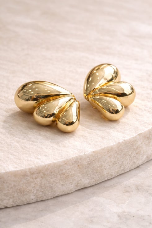 Üçlü Görünümlü Küpe Gold