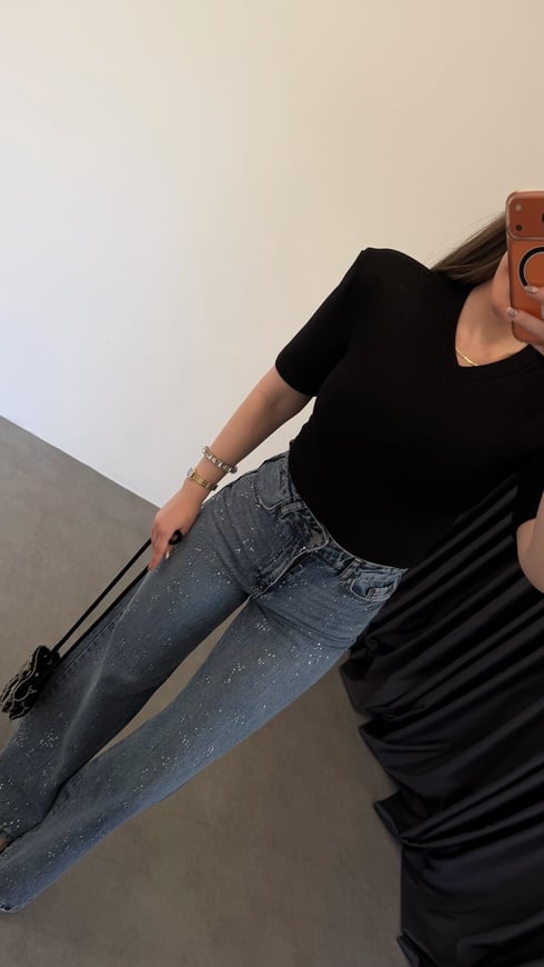 V Yaka Vatkalı Modal Bodysuit Siyah
