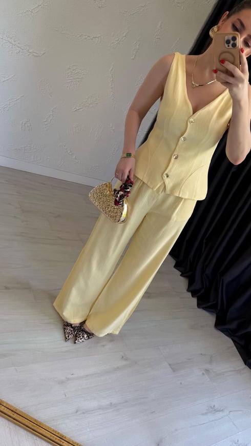 Waistcoat Takım Sarı