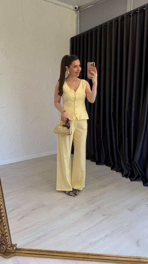 Waistcoat Takım Sarı