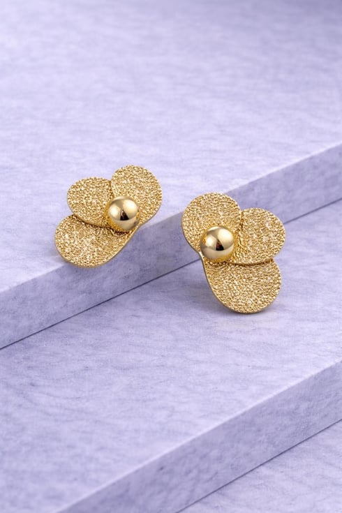 Yarım Çiçek Küpe Gold