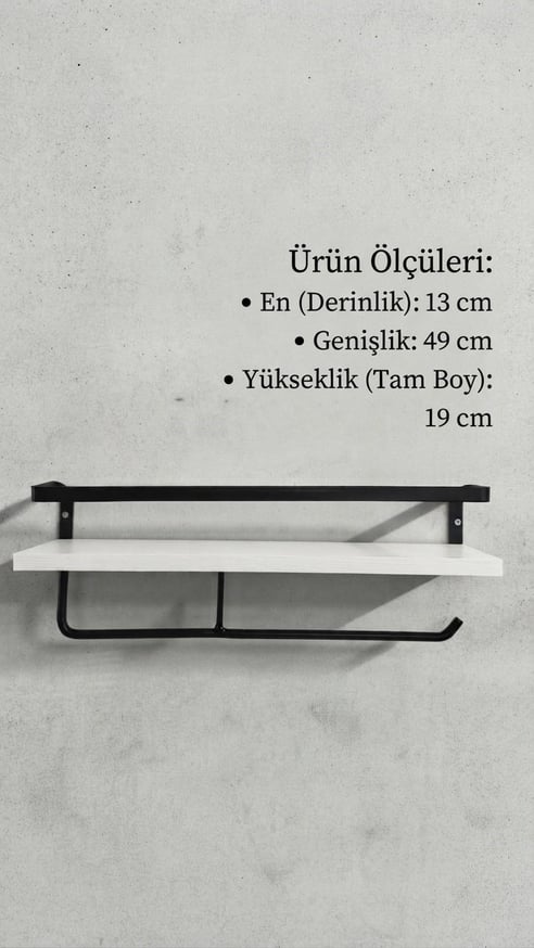 49 cm MDF Çok Amaçlı Düzenleme Rafı – Mutfak & Banyo Organizer, Havlu/Peçete Askılı