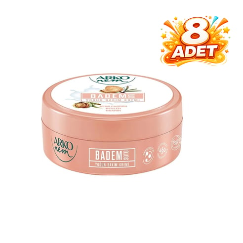 Arko Nem Yoğun Bakım Kremi Badem Sütü 150 ml x 8 Adet 