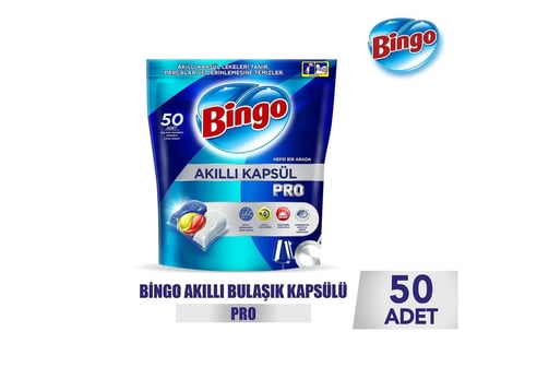 Bingo Akıllı Kapsül Pro Bulaşık Makinesi Deterjanı Tableti 50'li